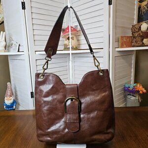 Faux Leather, Chestnut Brown, Shoulder Bag